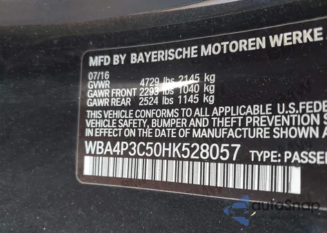 2017 BMW 440I xDrive z USA, uszkodzony, nr VIN WBA4P3C50HK528057